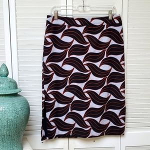 Ann Taylor Size 8 Multi Leaf Print Cotton Midi Skirt.